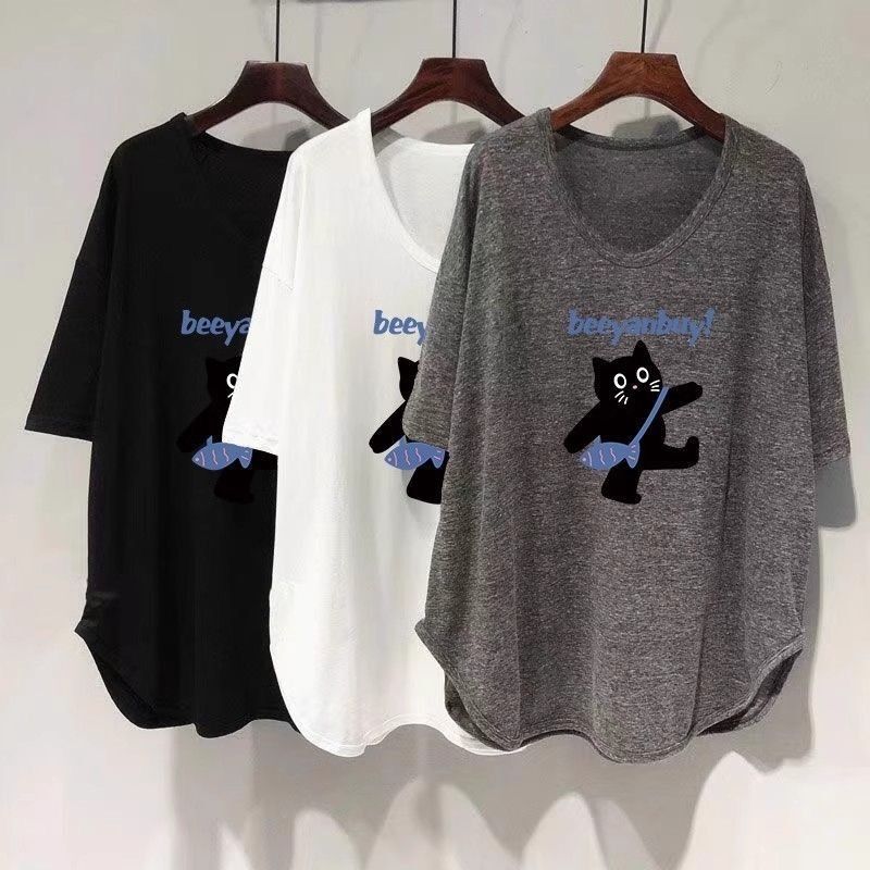 ファットmm 150kg ゆったり大きいサイズ ミドル丈 UVカラー 半袖 Tシャツ レディース 夏新作 韓国版 痩身お腹カバートップ|undefined