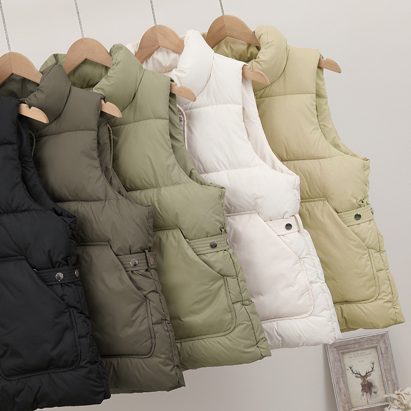 Gran chaleco de algodón de plumón para mujeres otoño y invierno corto grueso ropa de pan nuevo chaleco coreano chaqueta de caballo chaqueta de moda