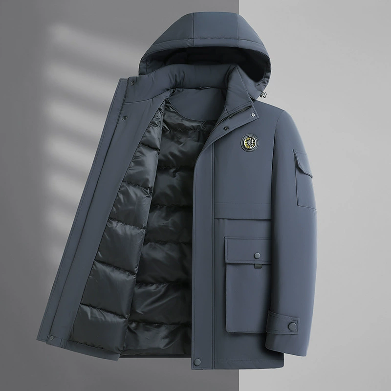 Новая повседневная универсальная мужская свободная куртка с капюшоном, зимняя рабочая одежда, большие размеры, 90% флис, теплая пуховая куртка