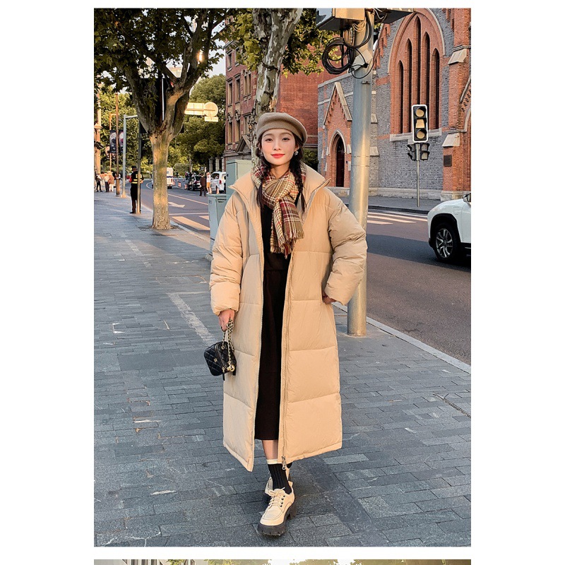 Capa de algodón de plumón gruesa para mujeres largas sueltas ins ropa de pan de estilo de Hong Kong ropa de algodón de invierno 2023 nueva chaqueta de algodón