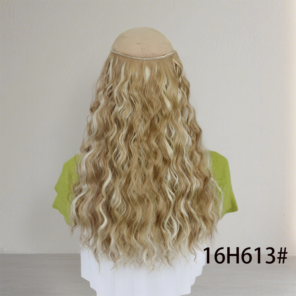 Comercio exterior europeo y americano, hoja de cabello ondulado de agua, en forma de U, 6 tarjetas, cabello con tarjeta, fibra química de alta temperatura, hoja de peluca de seda de maíz sin costuras en stock