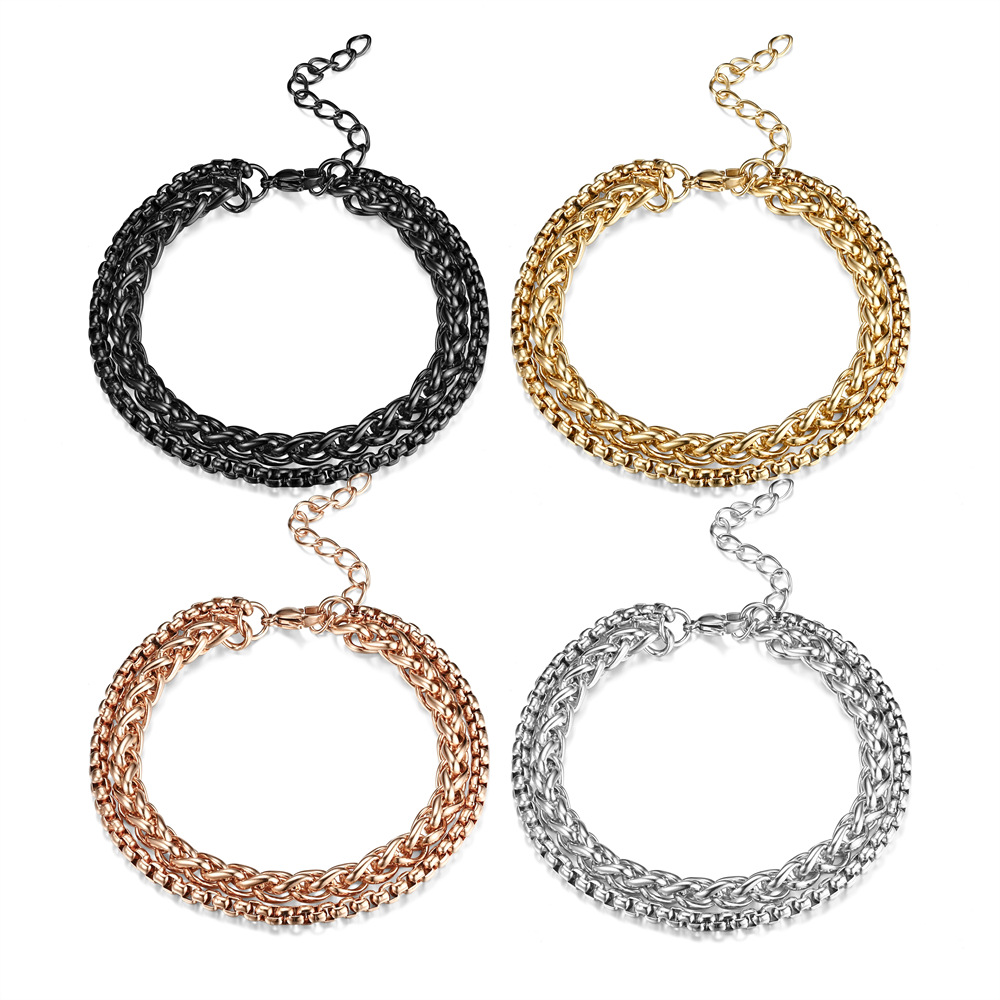 23g Weight Bracelets Classification 1 Piece Quantity Street Occasion Stainless Steel Material Geometric Pattern Unisex Gender Plating Design Hip-Hop Style Hip-hop Geometric Stainless Steel Plating Bracelets 无