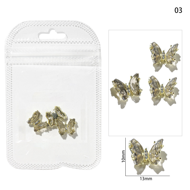Accesorios de mariposa de uñas aurora uñas joyas de metal accesorios de uñas joyas de diamantes de imitación de uñas joyas pequeñas