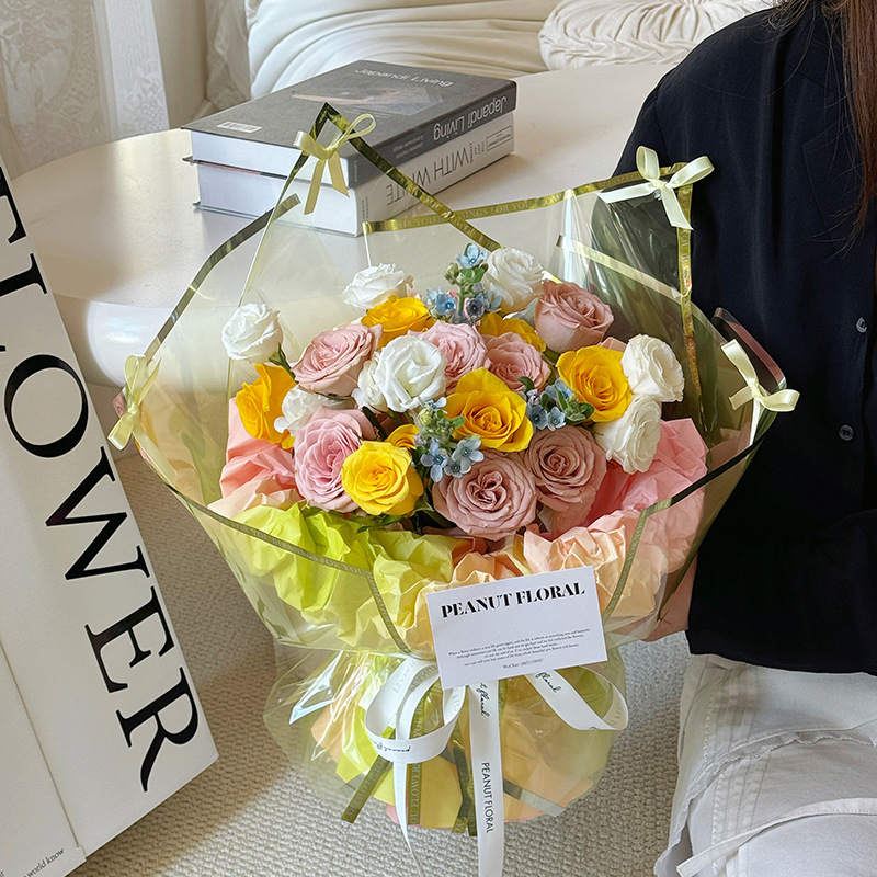 Papel de embalaje de flores de Sydney graduado, papel de embalaje de flores de mano, revestimiento de papel de arrugas de regalo de ensueño, materiales de flor