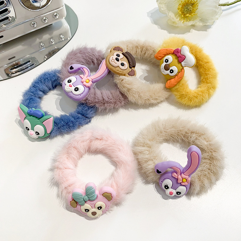 Xingdelu banda de pelo de felpa estilo coreano cuerda de pelo simple lazo banda de goma de pelo ins otoño e invierno nueva cuerda de pelo de piel de dibujos animados