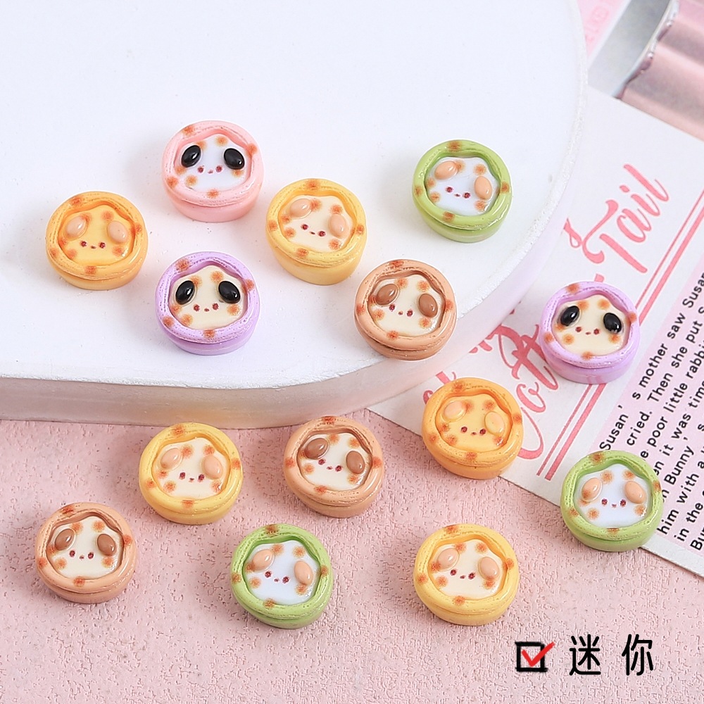 迷你小狗蛋挞食玩卡通diy饰品配件奶油胶树脂小配件洞洞鞋扣材料