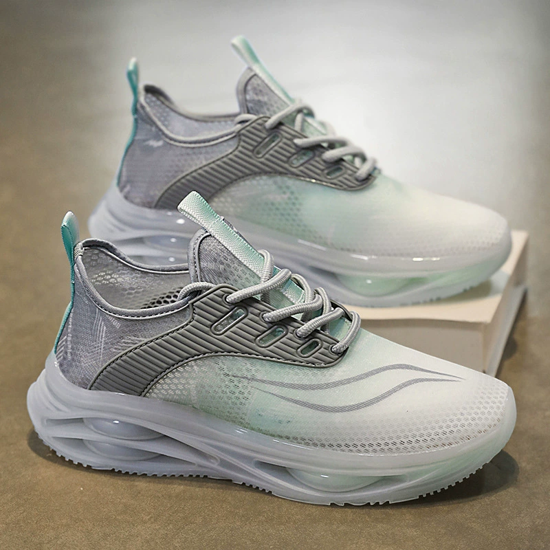 Мужская летняя дышащая спортивная сетчатая обувь с тонкой тканой сеткой, молодежная модная брендовая амортизирующая обувь для папы на воздушной подушке