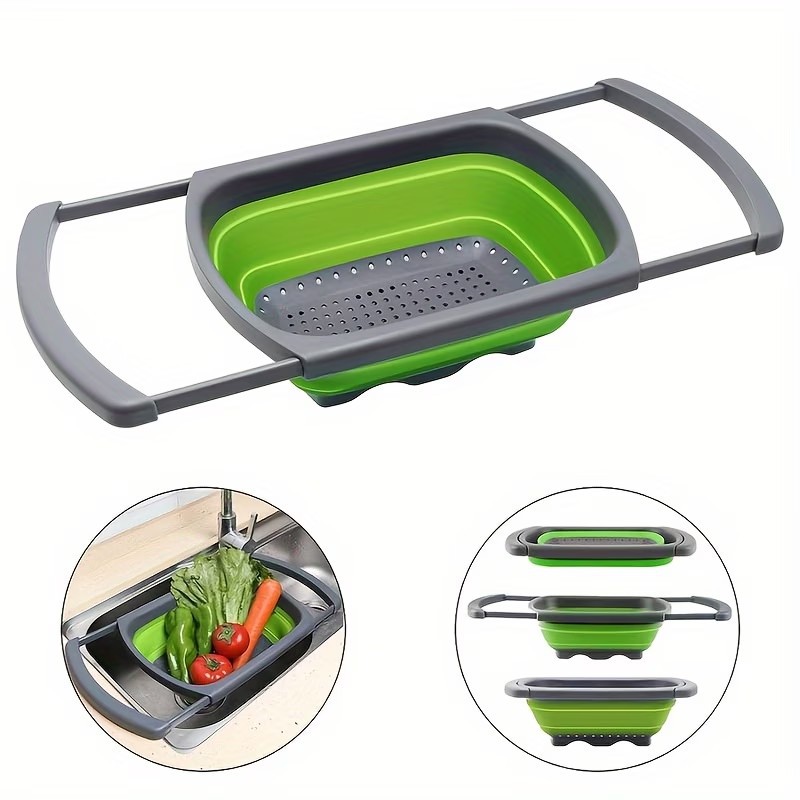 Cesta de drenaje de cocina telescópica plegable creativa de frutas y verduras caseras cestas de filtro de agua de cocina