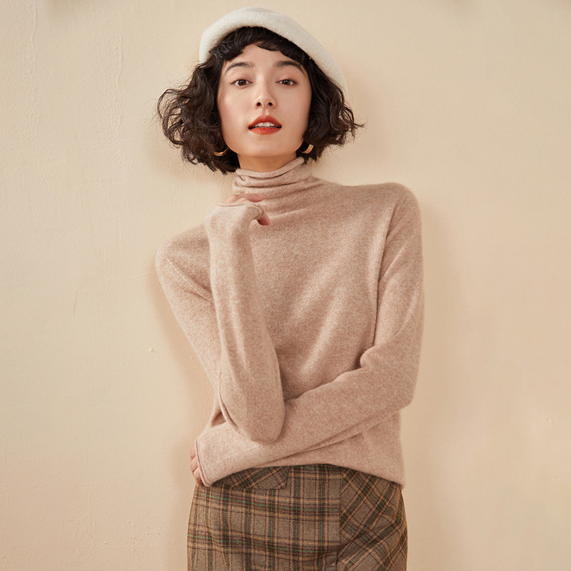 软糯小山羊绒衫堆堆领打底女2025秋冬新款糖果色高领时尚针织毛衣|undefined