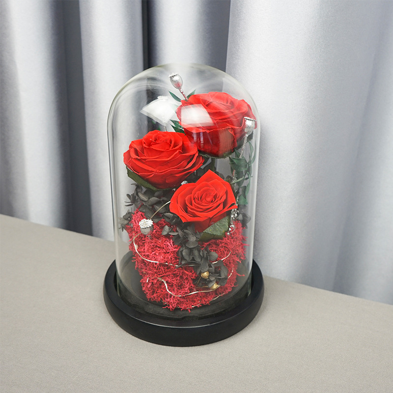 Yunnan Yongsheng flor paisaje cubierta de cristal Rosa fresca decoración Qixi regalo para novia comercio exterior