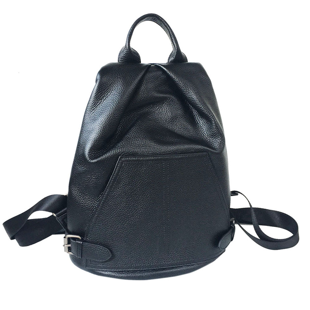 Full Leather Backpack Women's Anti-theft Black Cowhide Daypack_voghion.com