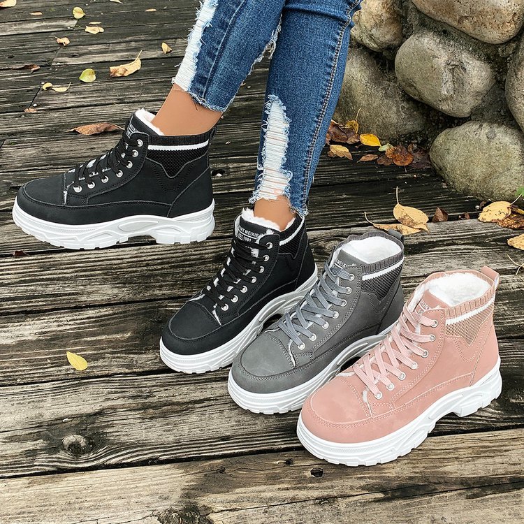 Cross-border plus size snow boots women 2024 autumn and winter new fleece-lined thickened plus size hiking boots sneaker women