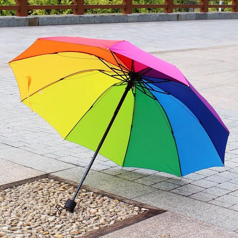 彩虹折叠晴雨伞雨伞女超大双人抗风女三折8骨10骨格子商务伞学生-阿里巴巴