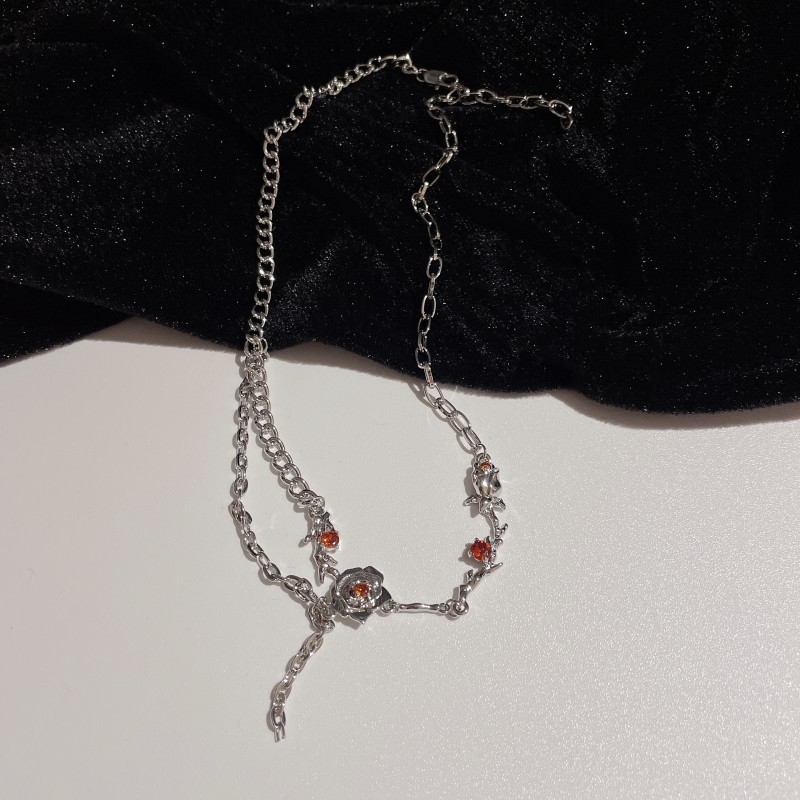 Fashion Flower Copper Plating Zircon Necklace 1 Piece