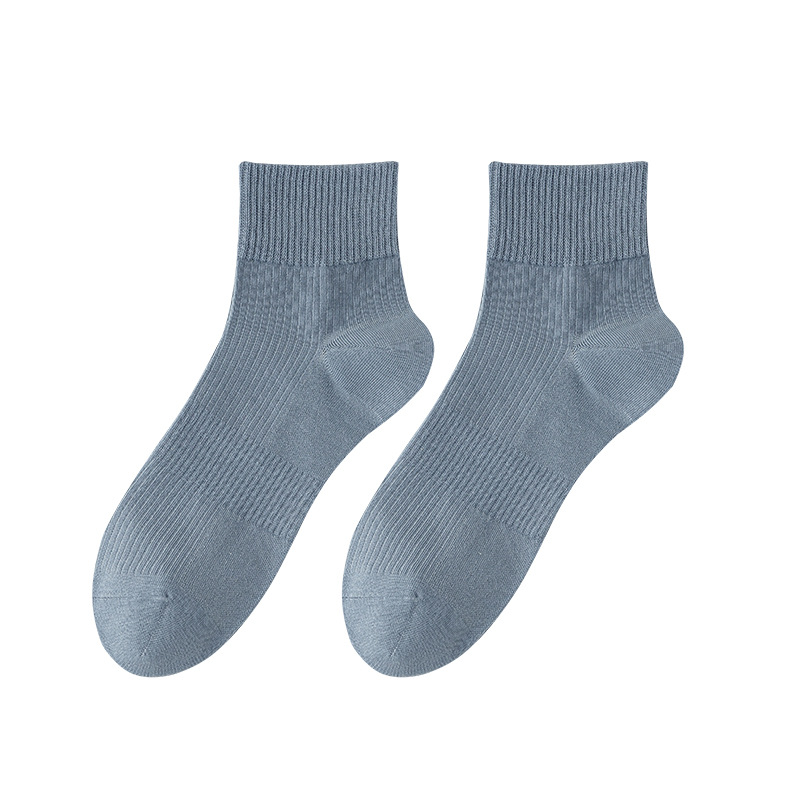 Calcetines de algodón de color sólido, calcetines de primavera y verano, paquete independiente de rayas, calcetines de hombre sin costuras.