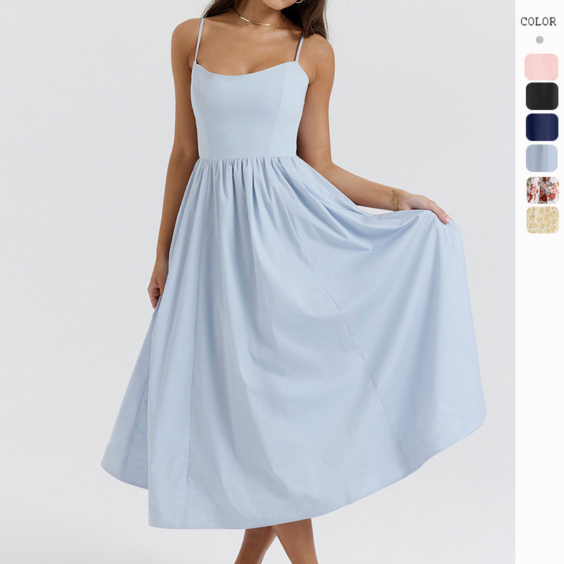 Foreign Trade Women's Clothing Amazon Long Dress Summer New Style Cross-Border Sexy Backless Strapless Gentle Style Dress Women's Skirt