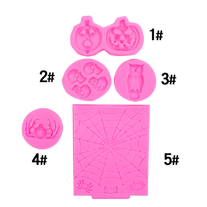 Serie de Halloween calabaza luz araña modelado de silicona molde búho araña cráneo DIY molde para hornear
