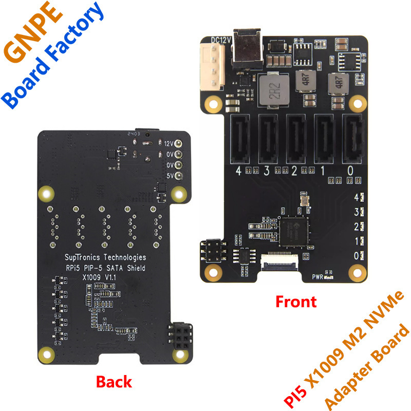 Raspberry Pi 5 X1009 PCIe to 5-port SATA hard disk expansion board 5-way SATA3.0 hard disk adapter board