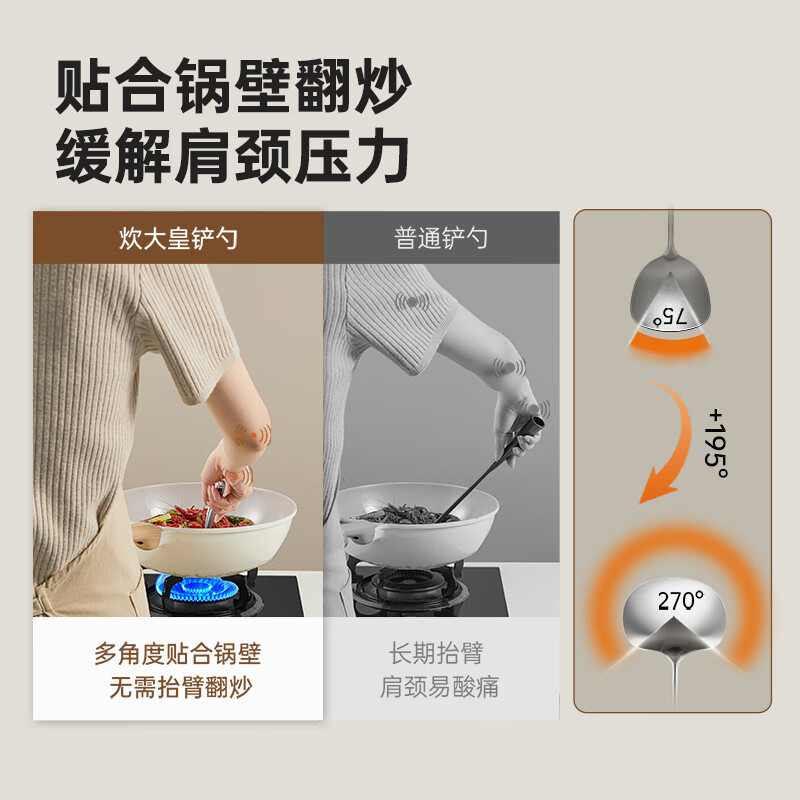 炊大皇304不锈钢锅铲加长柄蘑菇铲厨房炒勺汤勺炒锅炒菜铲子|undefined