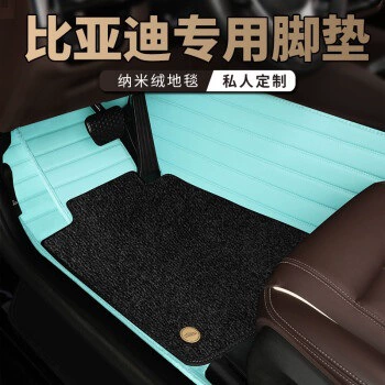 sky carpet car floor mats, fully Ayaqaltılar (Kovriklər) - take-a-photo-and-leave-a-message-with-the-car-model-and-year-double-layer-tiffany-blue-black-nano-velvet-carpet