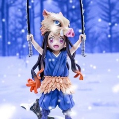 鬼滅の刃豆COS伊之助猪頭立ち姿アニメフィギュア置物モデル