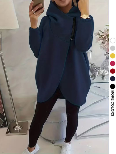 2026 large size women's clothing TK European and American cross-border women's long-sleeved casual hooded hoodie with front pocket zipper hooded