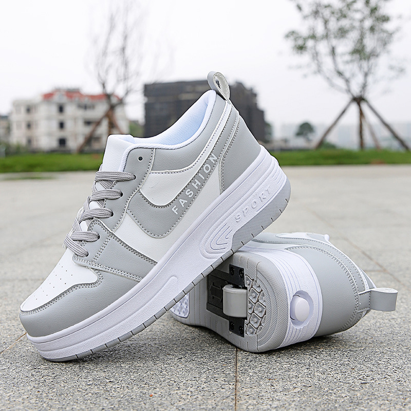 Internet famous spring new heloe shoes girls boys students two-wheel pulley shoes invisible beginner skates wheeled shoes