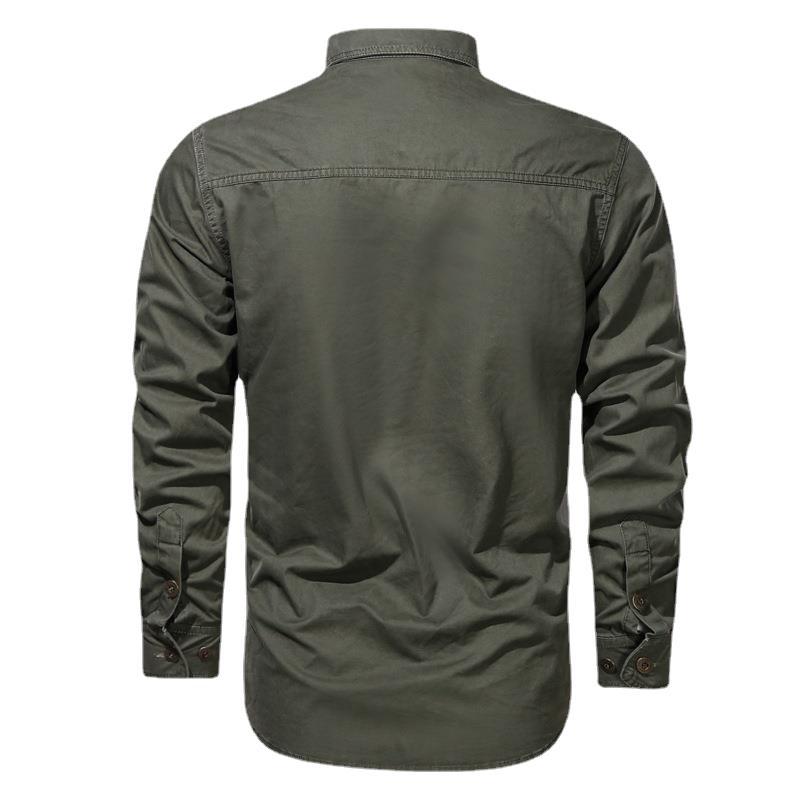 2021 deseo Comercio exterior nuevo otoño casual puro algodón lavado camisa estilo militar más tamaño ropa de trabajo camisa de manga larga para hombres