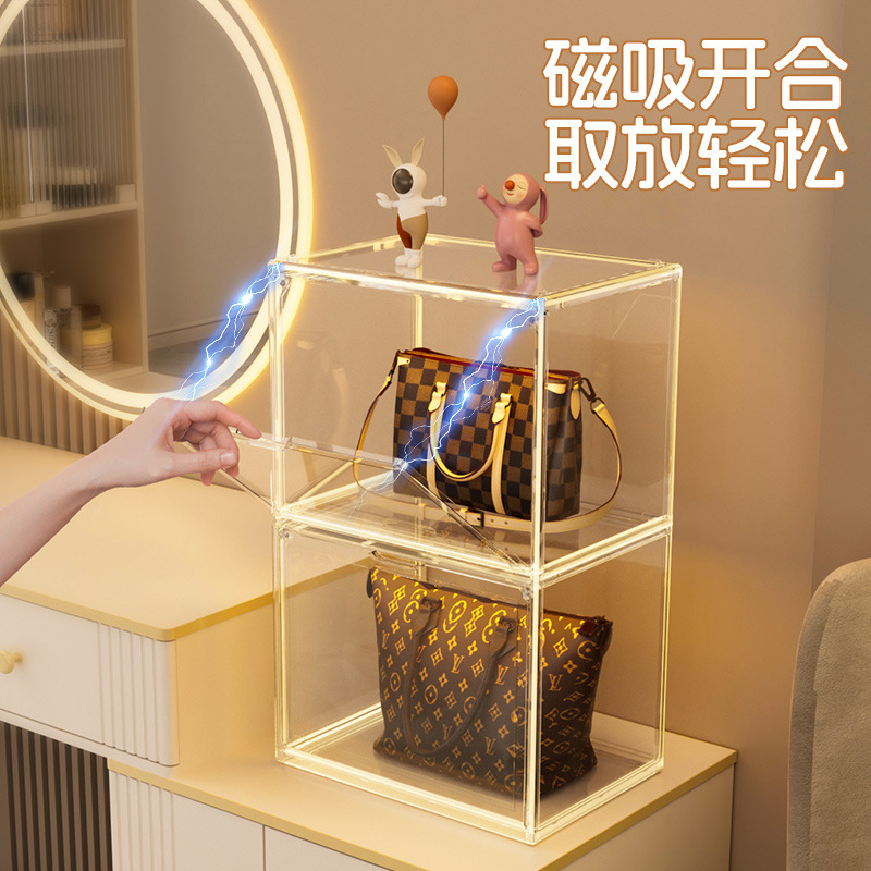 バッグ収納キャビネット、家庭用バッグキャビネット、ワードローブバッグラック、防塵高級バッグ収納ラック、アクリル透明ディスプレイボックス|undefined