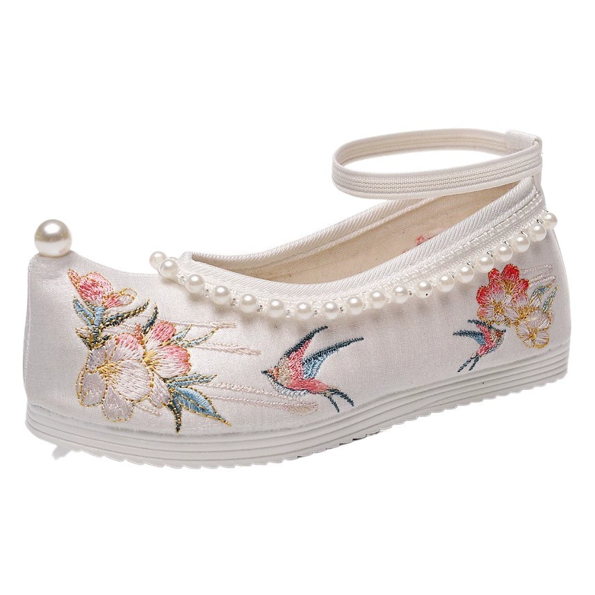 [Детская Ласточка] Туфли на плоской подошве для девочек Обувь ханьфу Детская обувь с вышивкой старая Пекинская Тканевая обувь Детский костюм для выступлений