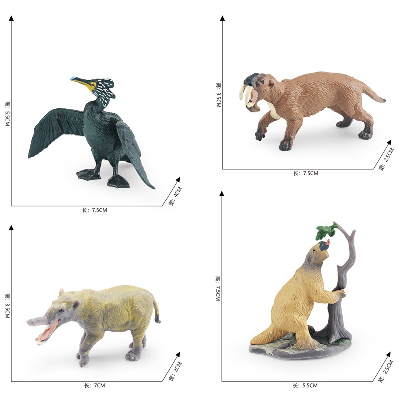 Simulación cognitiva de los niños dientes de sable Tigre pala diente estatua Ling blanco nutria de tierra bosque extinción animal modelo adornos estáticos
