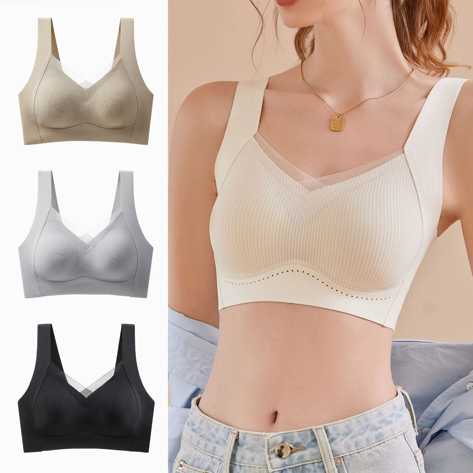 High quality underwear, breathable push up bra, wireless bra, tank top, bra top