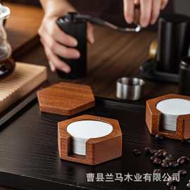 木质滤纸盒咖啡过滤纸存储盒吧台摆件带盖沙比利木滤纸实木收纳盒