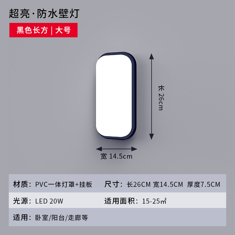 Black-square large (20W) white light suction Wall dual-use