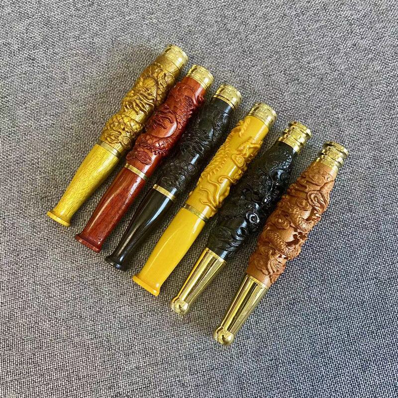 金丝楠木 大叶黄花梨 紫光檀木老式烟斗貔貅烟杆过滤烟嘴可清洗|undefined