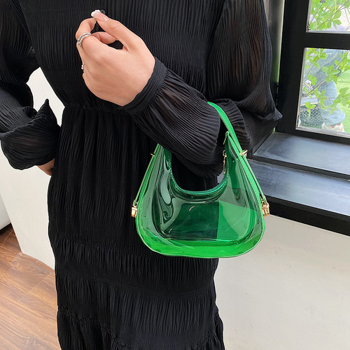 PVC transparent small bag women's fashion summer niche shoulder bag  new trendy cool versatile jelly bag
