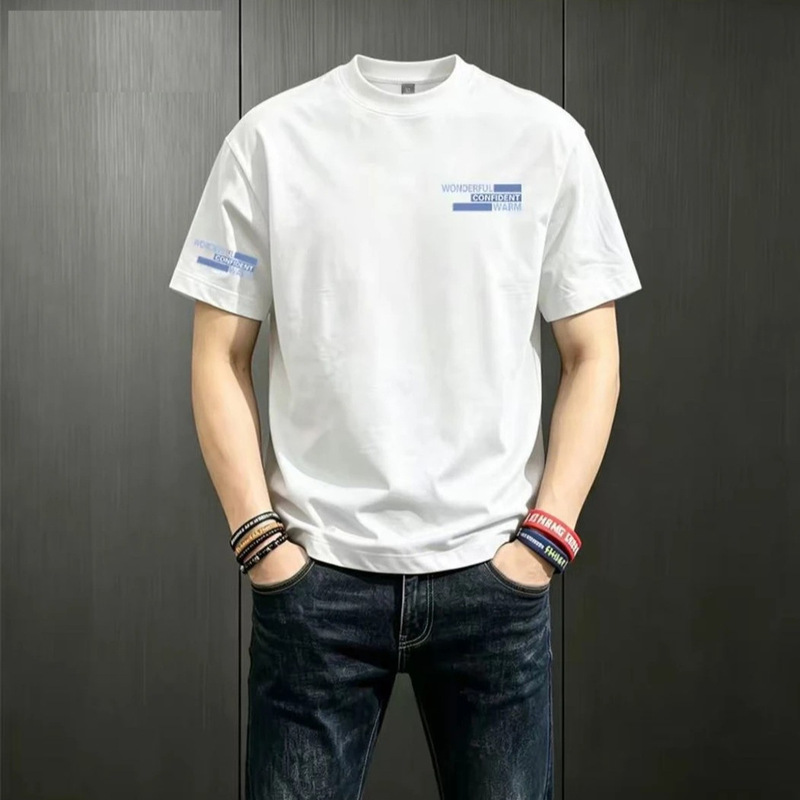 2026 Summer New Fashion Trendy Sports Men's Versatile Slim-Fit Round-Neck Elastic High-Quality Short-Sleeve T-Shirt 2026 Summer New Fashion Trendy Sports Men's Versatile Slim-Fit Round-Neck Elastic High-Quality Short-Sleeve T-Shirt