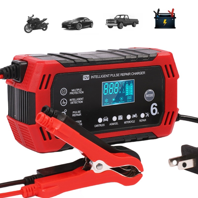 Cargador de Batería de Coche de 12V para España y Latinoamérica, Cargador Inteligente de Carga Rápida para una Sola Batería de Motocicleta o Yate, Estándar Estadounidense