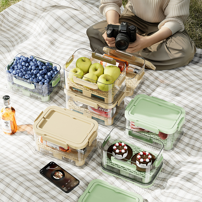 Caja de preservación portátil portátil al aire libre picnic cesta de mano caja de bento camping primavera caja de preservación de frutas portátil