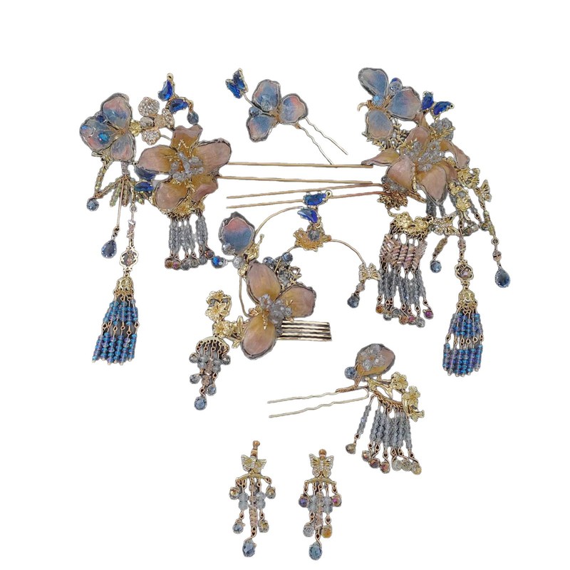 高級古代風の花嫁の頭飾り、秀和服、龍と鳳凰のガウン、明るい色の年齢を軽減するヘアピン、古典的な結婚式の婚約新しいヘアアクセサリー|undefined