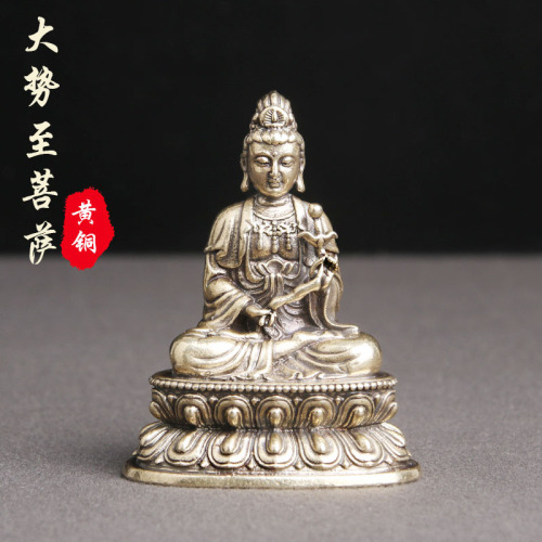 Brass old Western Three Saints Mahasthamaprapta Bodhisattva Buddha statue ornaments to worship gods craft gifts old copper wholesale