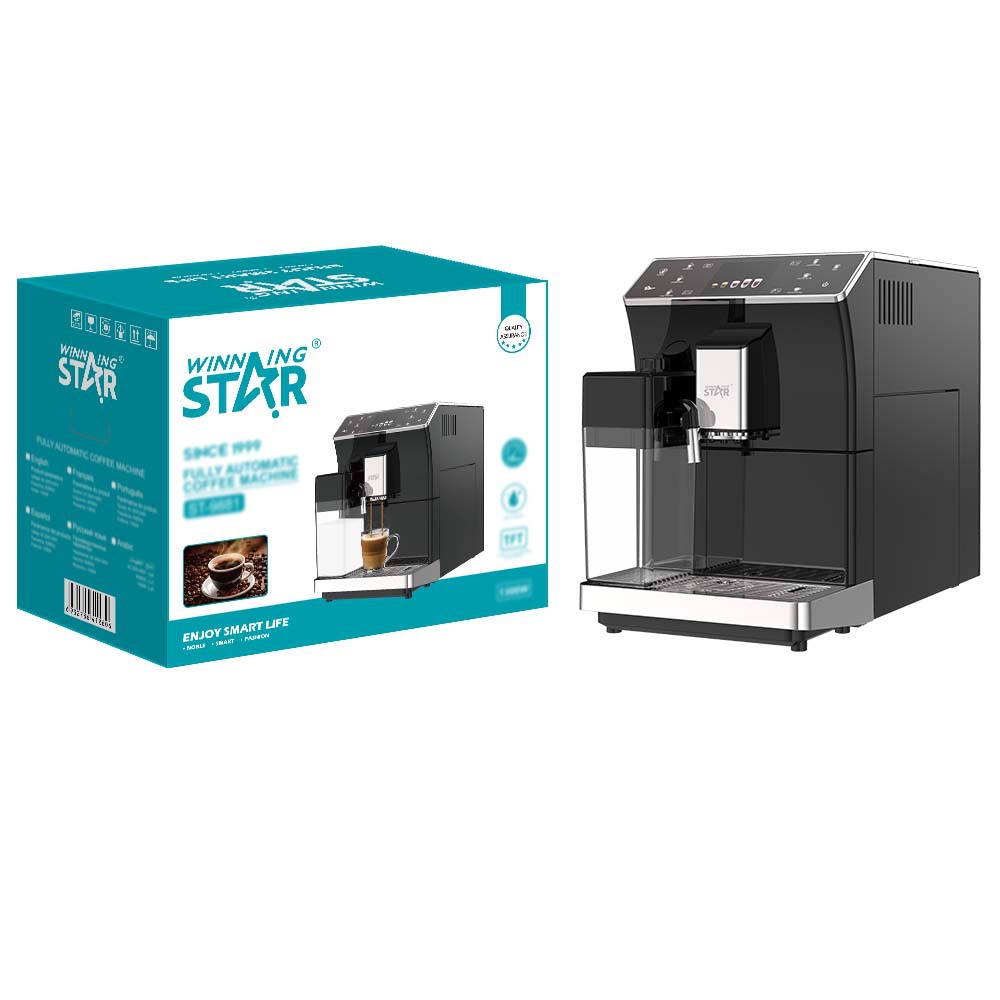 Winning Star pantalla LCD doméstica transfronteriza molienda automática de frijoles espuma de leche al vapor máquina de café automática a presión