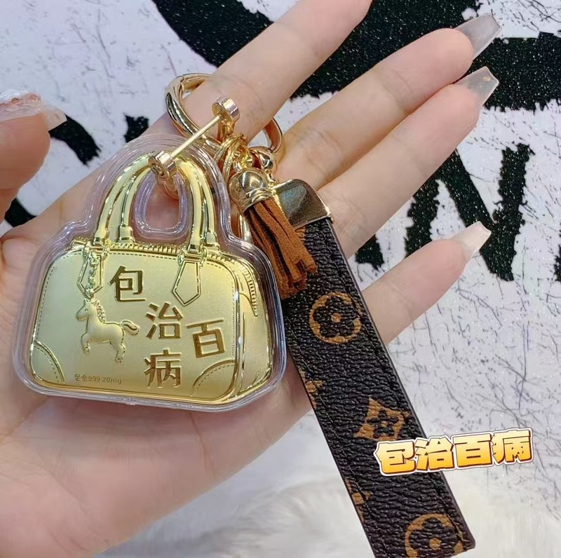 足金999黄金包治百病爆款钥匙扣金片节日送人礼物包包挂件送女友|undefined