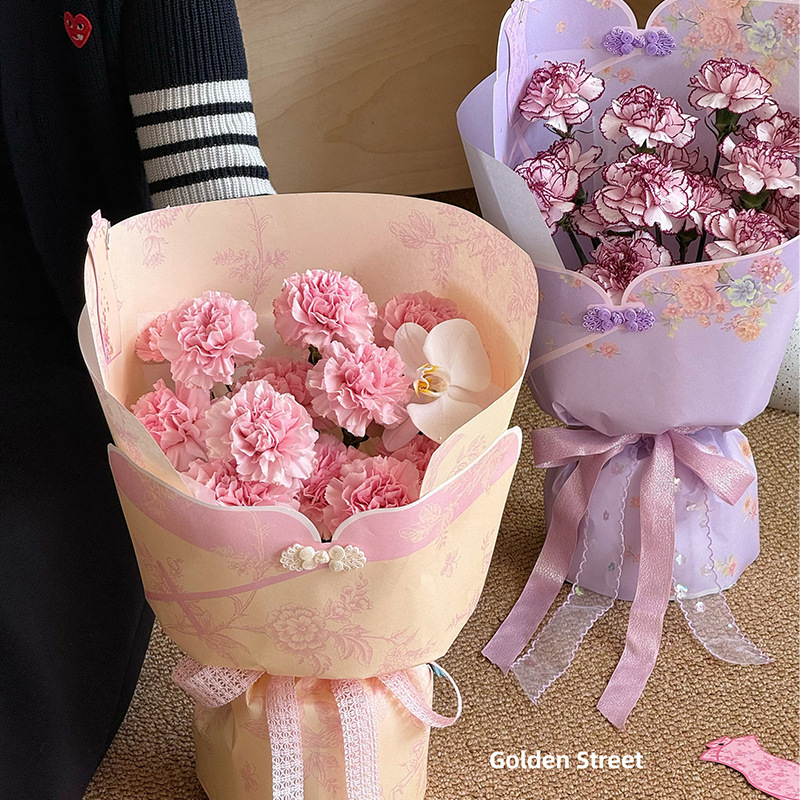 新款复古氛围旗袍包装纸加厚木棉纸新中式花束包装材料批发