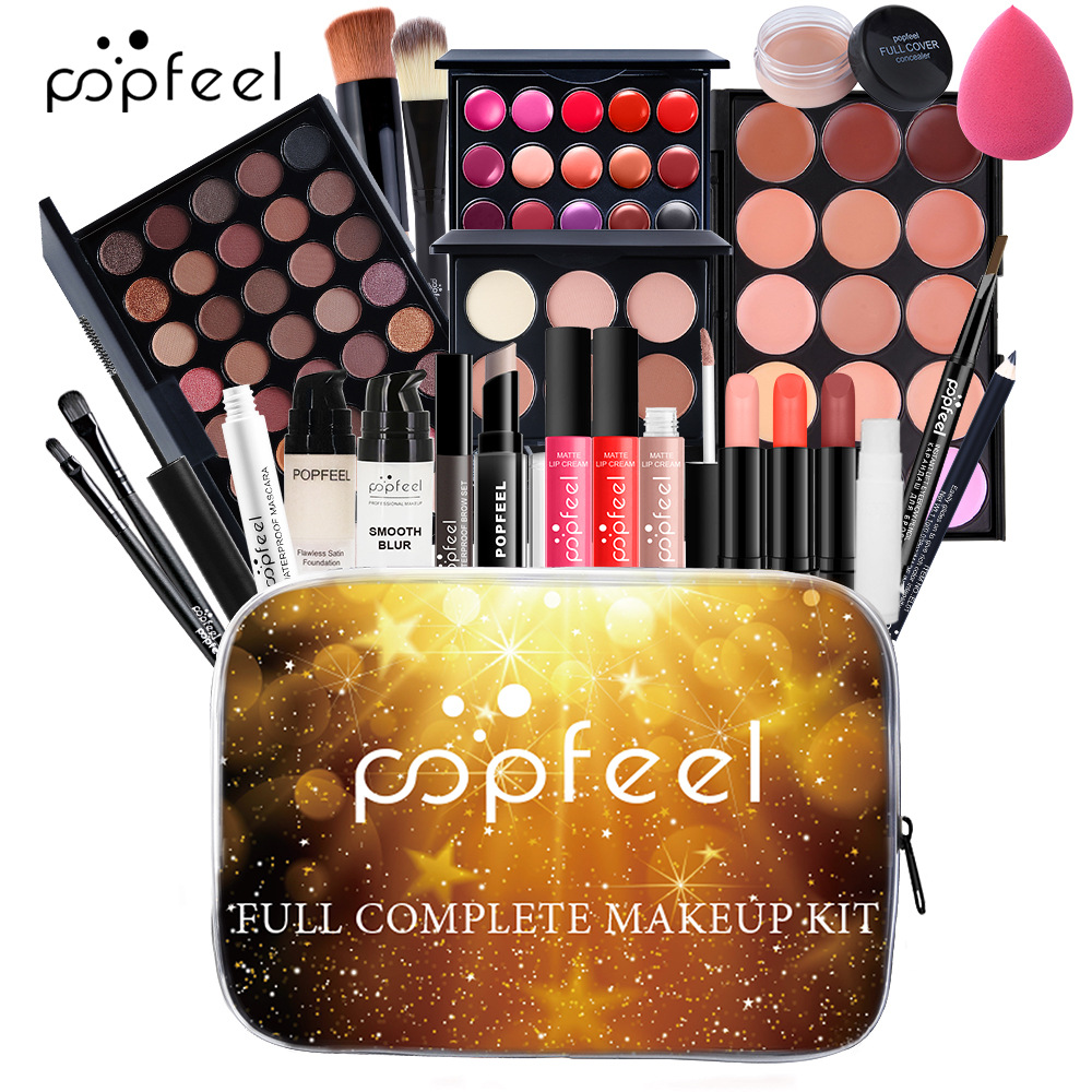 POPFEEL Eyeshadow Foundation Lipstick Makeup suit Beginner Cosmetics Full Set Novice Light Makeup Gift Box