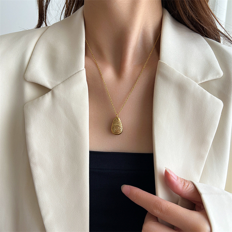 1 Piece Lady Water Droplets Eye Stainless Steel Plating Pendant Necklace_colorza_4