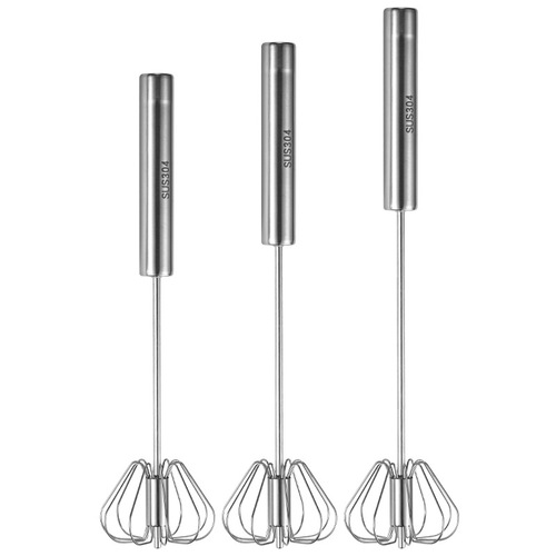 304 stainless steel large round tube handle semi-automatic egg beater, manual pressing and rotating egg beater to stir cream