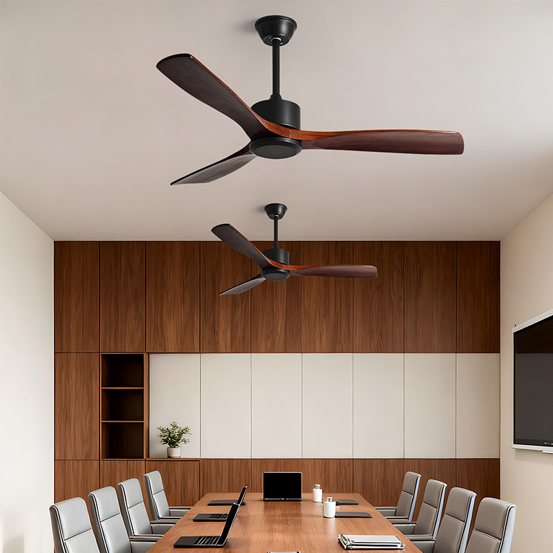 Silent Ceiling Fan with Strong Wind for Office, Black Hanging Fan in Vintage Style for Dining Room, Living Room, and Home Use Without Light