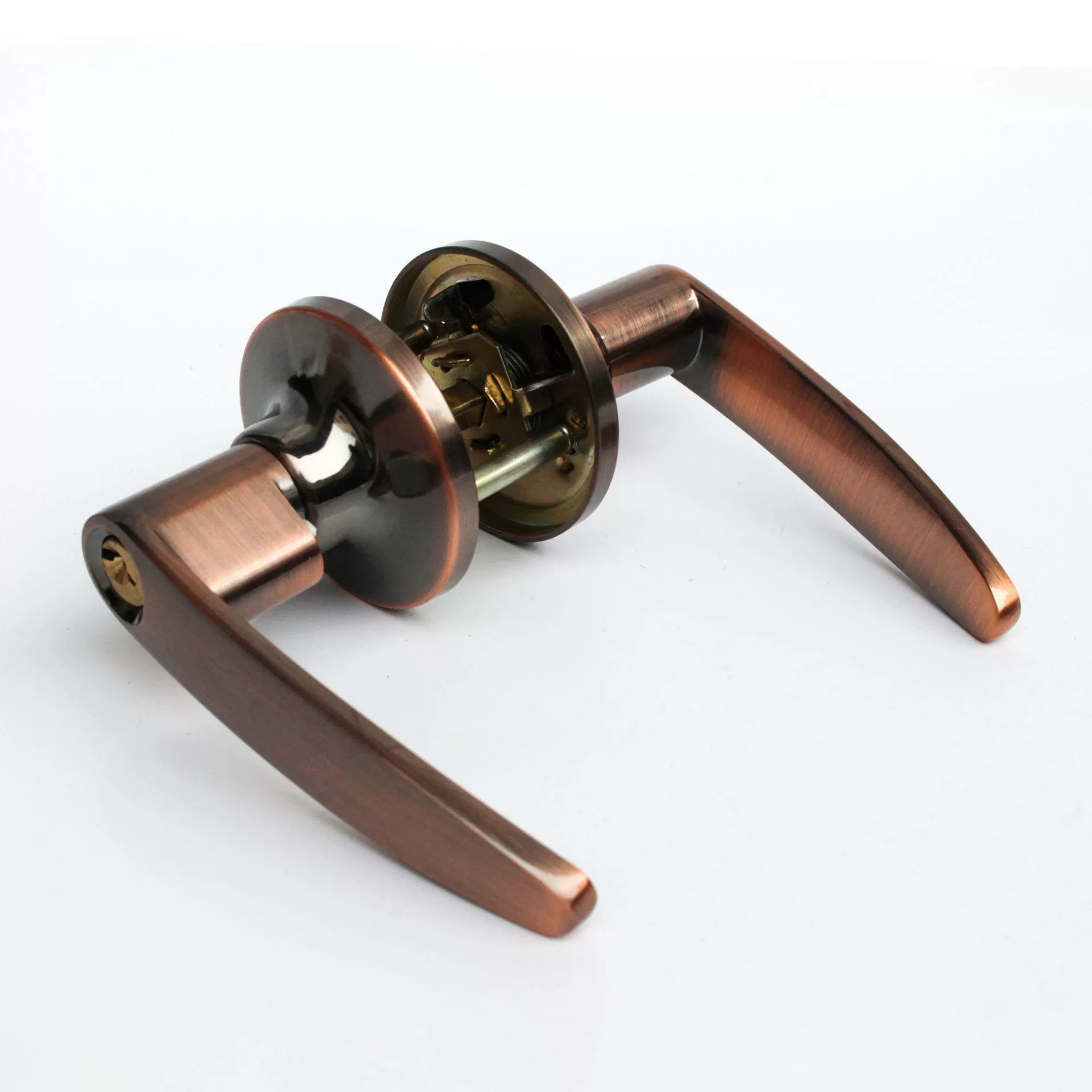 Прямые поставки с фабрики Красный древний цинковый сплав из нержавеющей стали трехполюсная Ручка Дверной замок внутренняя дверь спальни ванная комната пластиковая стальная дверь