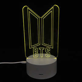跨境创意3d小夜灯usb插电卧室床头灯BTS男团礼品灯亚克力小台灯